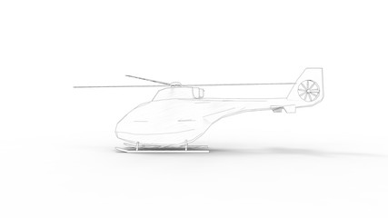 3d rendering of a low poly helicopter isolated in white studio background