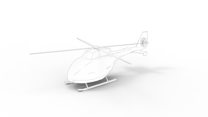 3d rendering of a low poly helicopter isolated in white studio background
