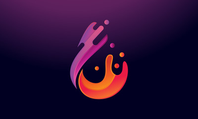 Fire Flame Logo design vector template droplet shape. Red drop Logotype concept icon.