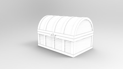 3d rendering of a treasure chest isolated in white studio background