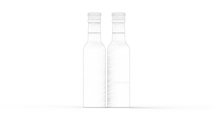 3d rendering of two bottles isolated in white studio background