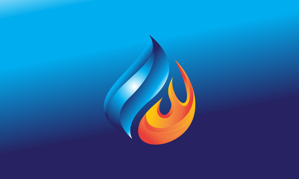 logo fire anda water hot in cold vector