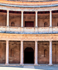 Courtyard with columns inside the Alhambra in the spanish city of Granada