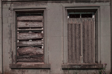 Boarded up old windows