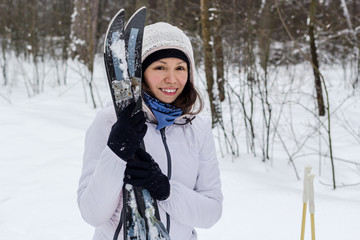 Fototapeta na wymiar Cross country skiing woman