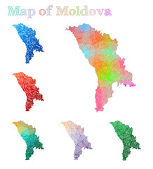 Hand-drawn map of Moldova. Colorful country shape. Sketchy Moldova maps collection. Vector illustration.