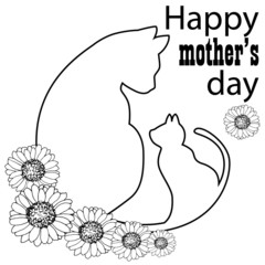 composition for the mom's holiday, with fur seals and flowers