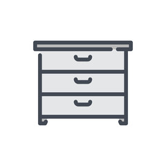 Chest of drawers color line icon. Furniture vector outline colorful sign.