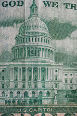 Fragment of a banknote of fifty american dollars.