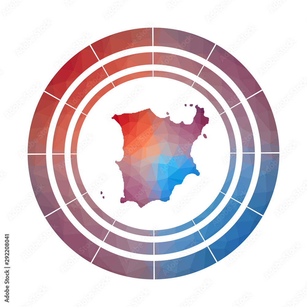 Poster ko samui badge. bright gradient logo of island in low poly style. multicolored ko samui rounded sign