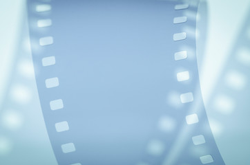 Blue film strip background abstract close-up