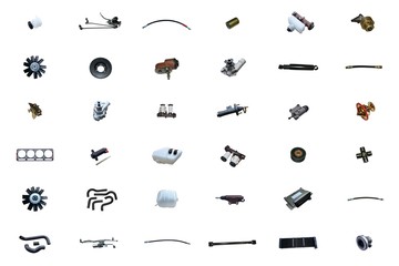 big collection of mechanical auto parts for maintenance and car repair