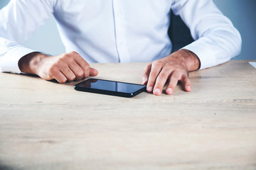 man hand smart phone
