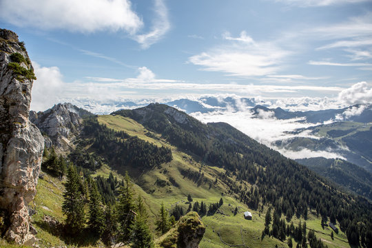 View from Wendelstein mountain. Bayrischzell. Bavaria, Germany. Alps