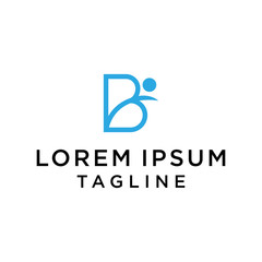 Obraz premium initial B letter logo template with human design,vector logo for business corporate, element , Abstract, fitness, health, coach, illustration design