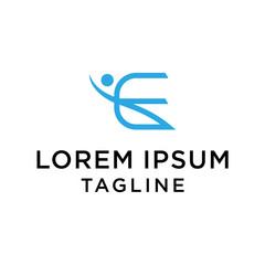 initial E letter logo template with human design,vector logo for business corporate, element , Abstract, fitness, health, coach, illustration design