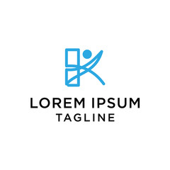 initial K letter logo template with human design,vector logo for business corporate, element , Abstract, fitness, health, coach, illustration design