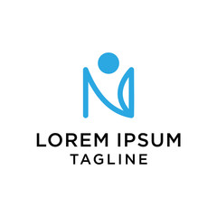 initial N letter logo template with human design,vector logo for business corporate, element , Abstract, fitness, health, coach, illustration design