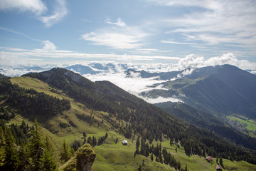 Fototapeta na wymiar View from Wendelstein mountain. Bayrischzell. Bavaria, Germany. Alps