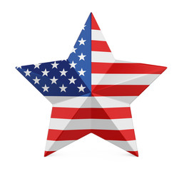 Star with United States of America Flag Isolated