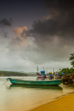 Beautiful monsoon fishing landscape in India