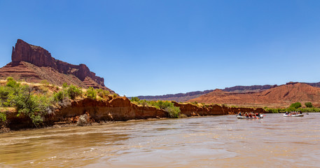 Whitewater rafting on Colorado river in Arches National Park, USA