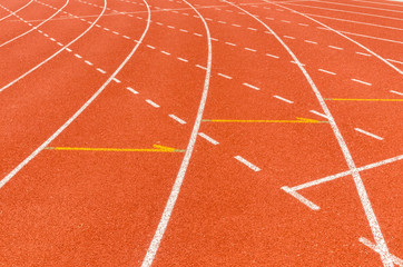 The running line track rubber lanes in sport stadium