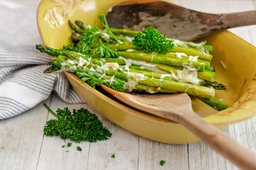 Fototapeta na wymiar Asparagus Cheese Melt