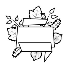 autumn leafs foliage with label seasonal decoration