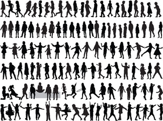 Children silhouettes. Vector work.