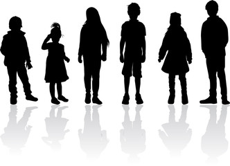 Vector silhouette of children on white background. - 292214892