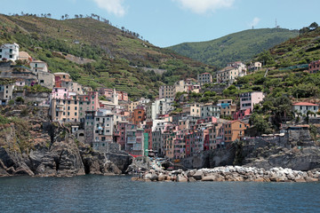Fototapeta na wymiar Italy. Cinque Terre. Riomaggiore. View from seaside