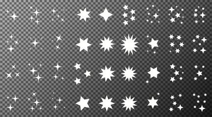 White , pack stars on transparent background. Vector illustration