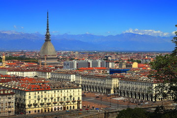 Fototapeta na wymiar cityscape of turin in italy 