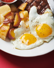 Steak and Eggs, close-up - Three