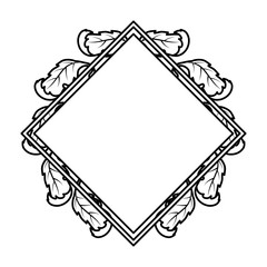 autumn square frame with leafs decoration