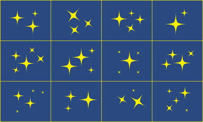 Gold pack stars on blue background. Vector illustration