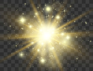 Obraz premium Glow light effect. Star burst with sparkles.Sun. Vector illustration
