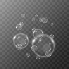 White bubbles on a transparent background vector illustration. Bubble. Design.