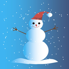 Fototapeta premium Print. Vector snowman. Christmas card with a snowman.