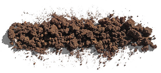 pieces of fertile soil with garden slide isolated on white background