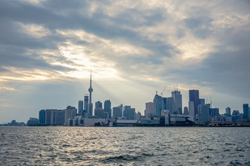 skyline of City Toronto at sunset