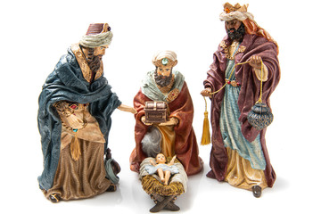 Three Wise Kings  and Baby Jesus Ceramic Figurines