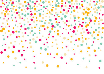 Festive color round confetti background. Abstract frame confetti texture for holiday, postcard, poster, website, carnivals, birthday and children's parties. Cover confetti mock-up. Wedding card layout