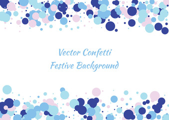 Festive color round confetti background. Abstract frame confetti texture for holiday, postcard, poster, website, carnivals, birthday and children's parties. Cover confetti mock-up. Wedding card layout