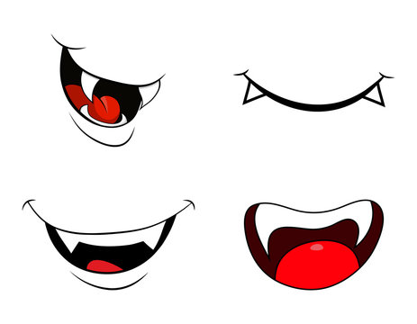 vampire mouth fang smile set  isolated on white background