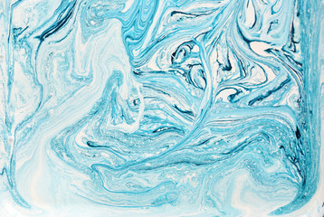 Blue marble abstract acrylic background. Marbling artwork texture. Liquid acrylic pattern