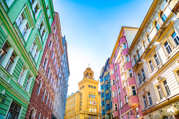 Obraz premium View of colorful houses in old town in Prague city