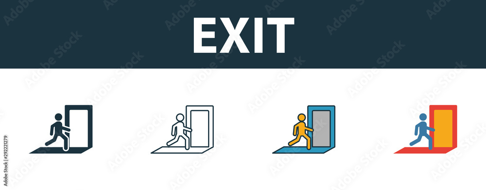 Aufkleber exit icon set. premium symbol in different styles from fire safety icons collection. creative exit i
