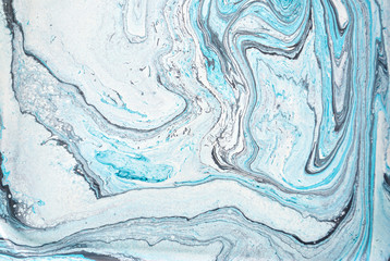 Blue marble abstract acrylic background. Marbling artwork texture. Liquid acrylic pattern